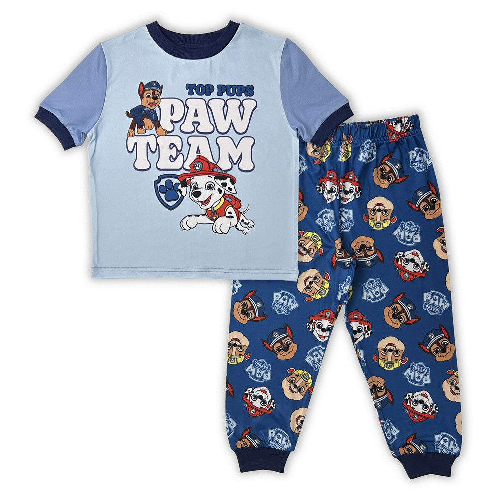 Paw Patrol 2 Piece Pajama Short Sleeve Tee Pant Set Blue