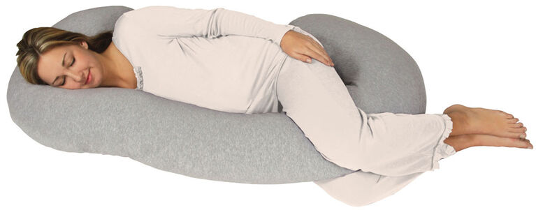 Leachco - Coussin corporel Snoogle Chic avec housse en jersey gris chiné.