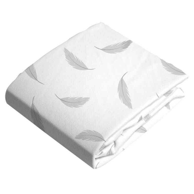 Kushies Crib Sheet Flannel Grey Feathers