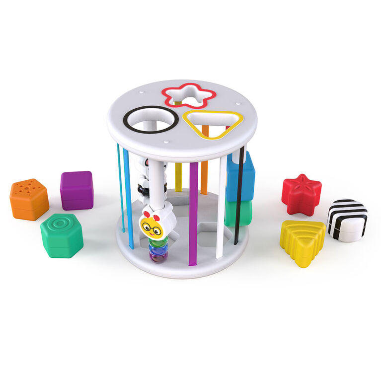 Boîte à formes Zen and Cal de Baby Einstein pour des jeux d'éveil sensoriel au sol. Tout petits et plus grands