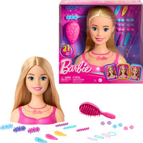 Barbie T&ecirc;te &agrave; coiffer, cheveux blonds, 20accessoires color&eacute;s