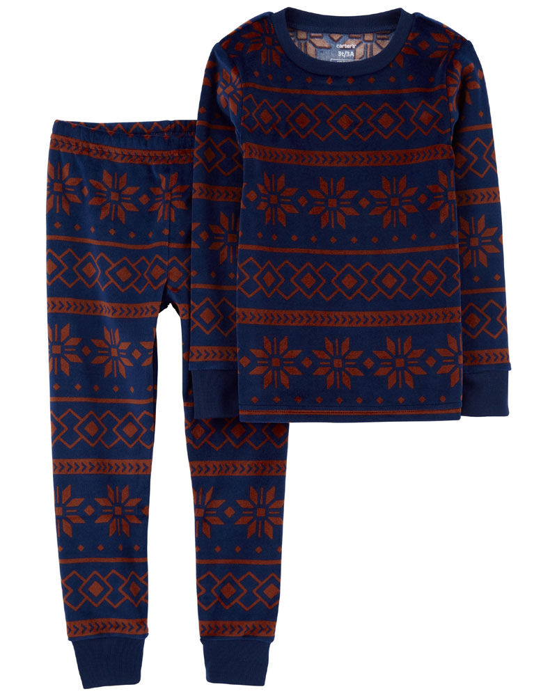 Carter s Two Piece Fair Isle Fuzzy Velboa Pajamas Navy 5T Babies R Us Canada