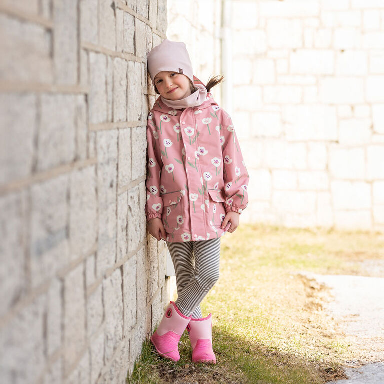 Kids Fleece Lined Rain Jackets  | White Tulip - 5T (5-6Y)