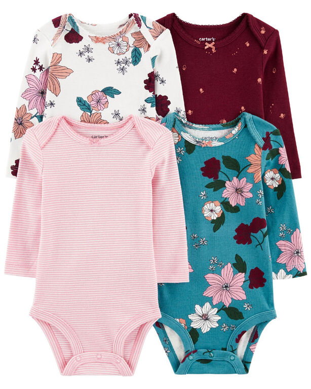 Carter's Four Pack Long Sleeve Bodysuits 12M