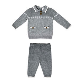 Rock a bye Baby Knit Jumper with Pocket Detail & Trousers: Grey 3-6M