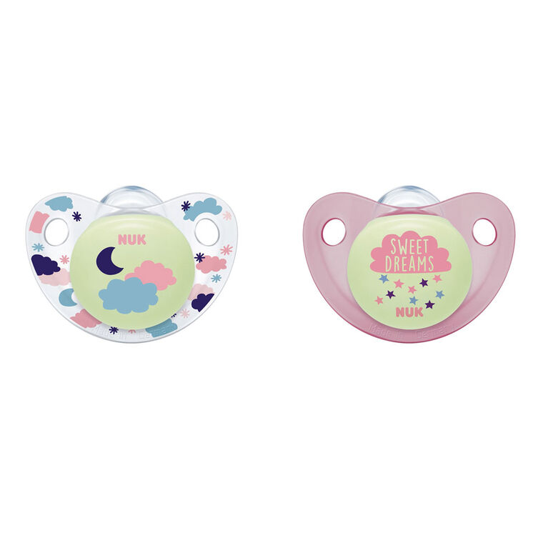 NUK Cute-as-a-Button Pacifiers, 0-6 Months, 2 Pack