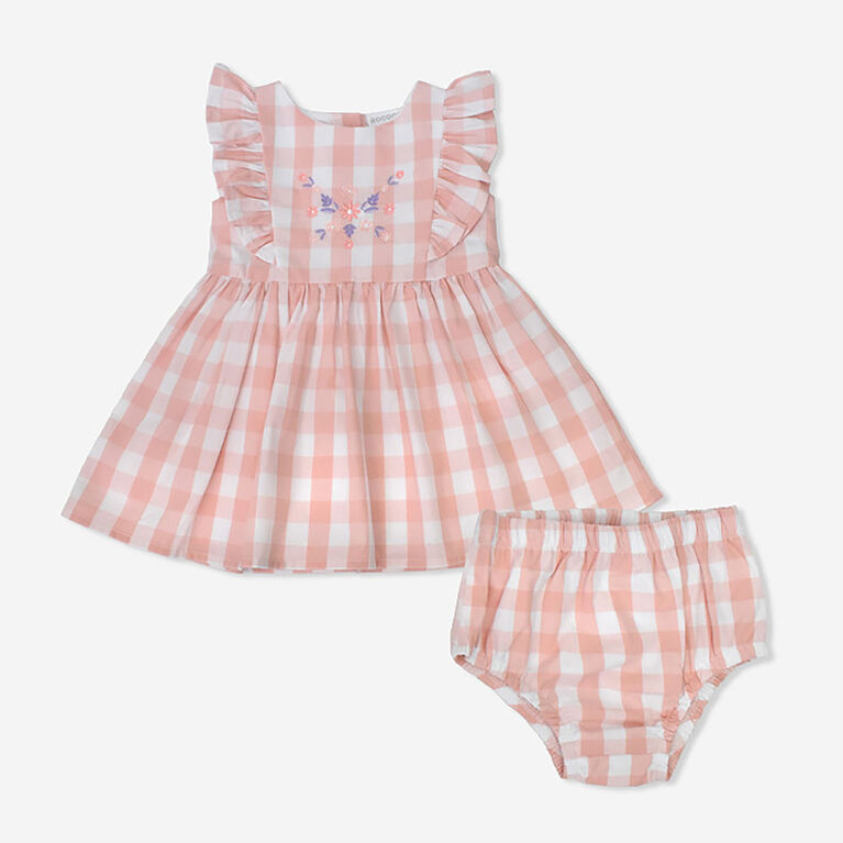 Rococo 2 Piece Dress Set Coral 3/6M