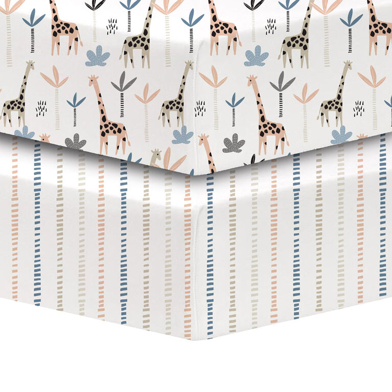 Koala Baby - 2 Pk Percale Sheets Giraffe/Terrazzo