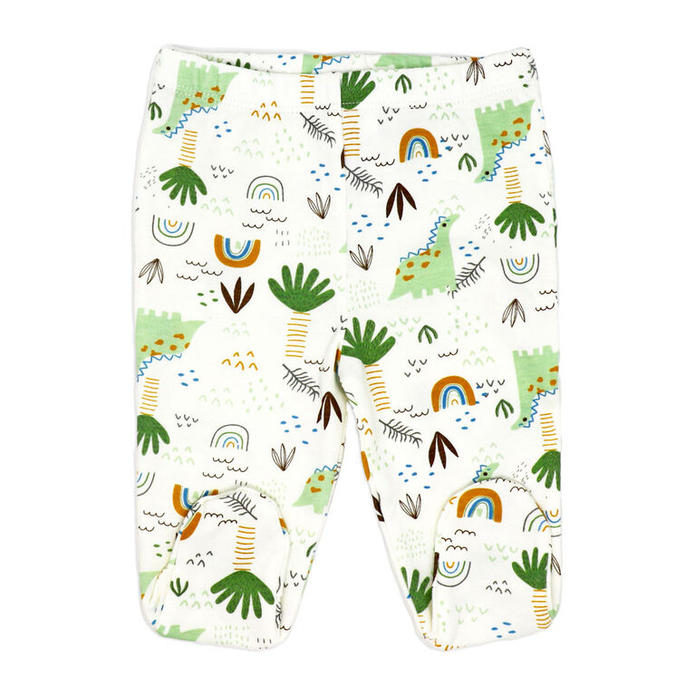 Sterling Baby 3 Piece Footed Set: Green Dinosaur NB
