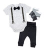 Little Gent  Grey  Bowtie Set 6-9M