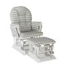 Hoop Glider and Ottoman - White/Gray Chevron.