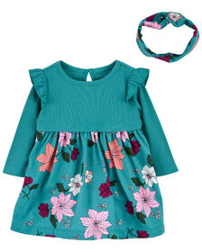 Ensemble 2 pièces robe cache-couche Carter’s à fleurs