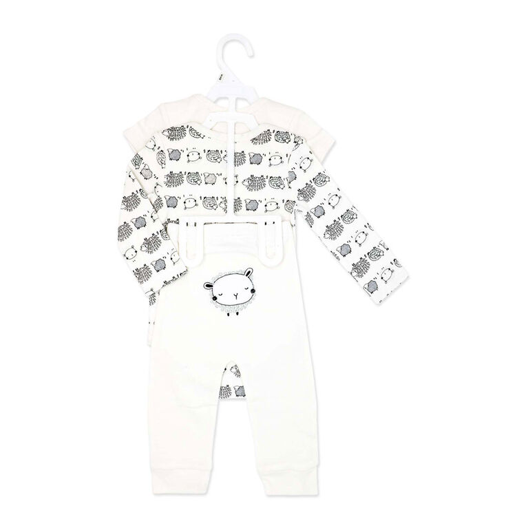 Baby Mode 3 Piece Turn Me Around Set: Ivory Sheep 3-6M