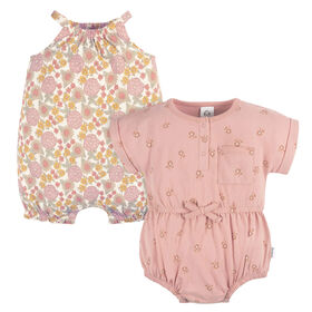 Gerber Childrenswear    Lot de 2 barboteuses  Fille  Fleurs Rétro 
