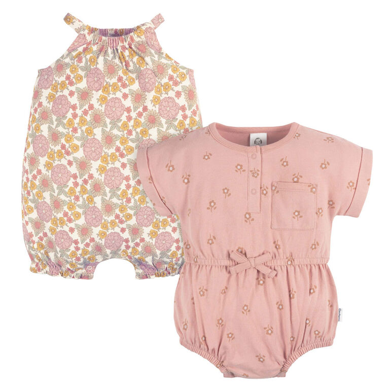 Gerber Childrenswear    Lot de 2 barboteuses  Fille  Fleurs Rétro 