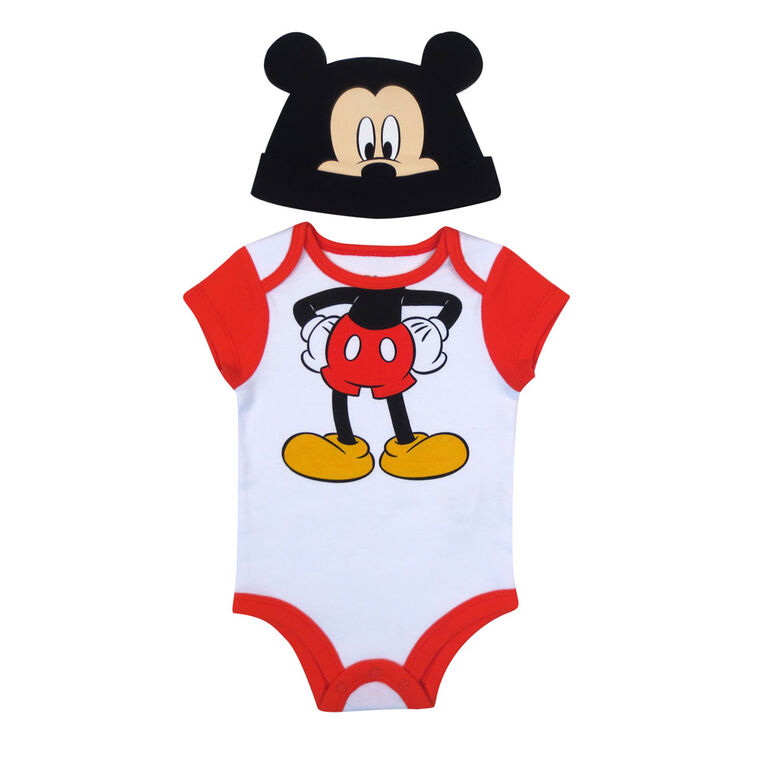 Disney Mickey Mouse Bodysuit with Hat - Red,  6 Months
