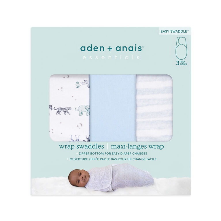Aden + Anais Essentials 3-Pack Easy Swaddle Wraps Rising Star 0-3M