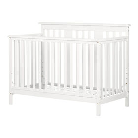 South Shore, Modern Baby Crib - Adjustable Height Mattress with Toddler Rail - Pure White