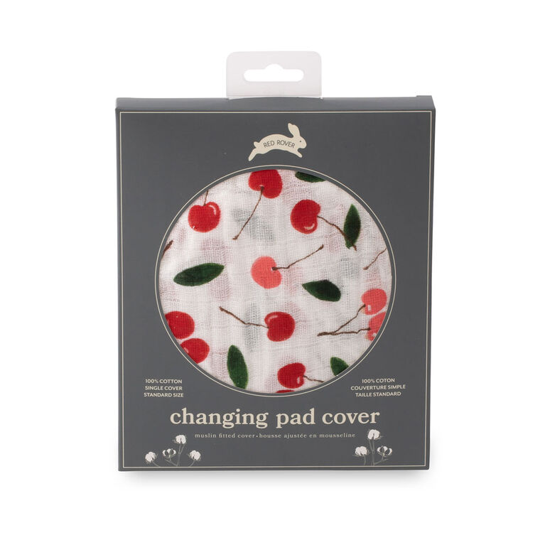 Red Rover - Cotton Muslin Changing Pad Cover - Cherries - R Exclusive