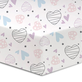 Koala Baby - Flannel 1 Pack Scattered Hearts Crib Sheet
