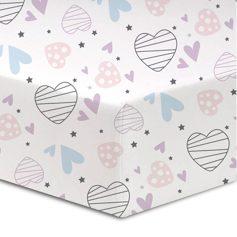 Koala Baby - Flannel 1 Pack Scattered Hearts Crib Sheet