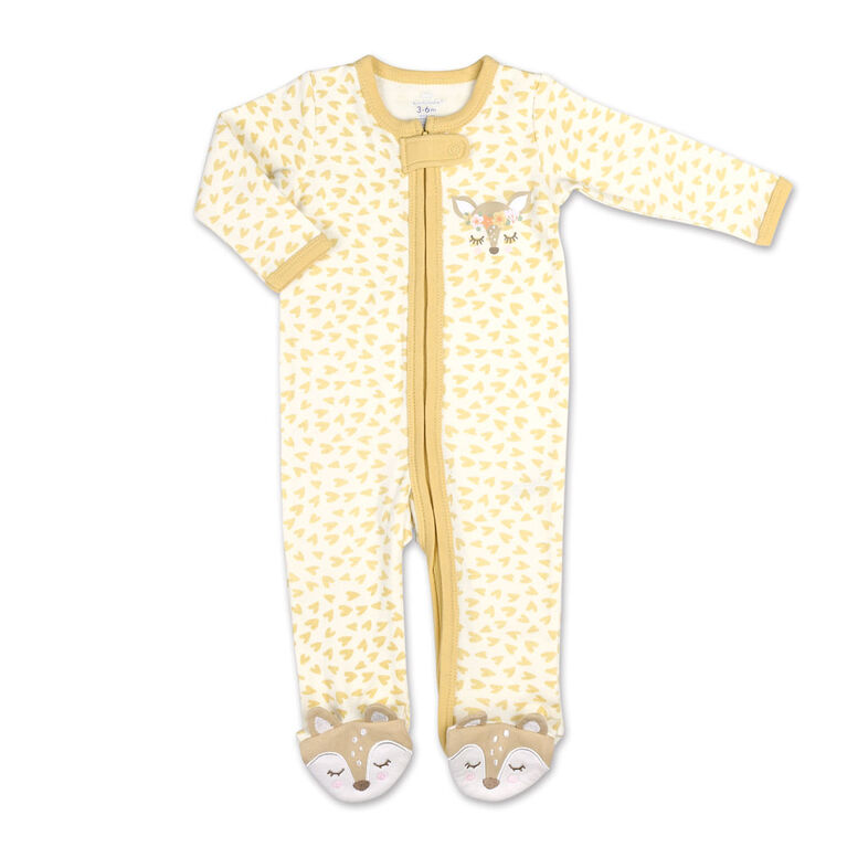 Koala Baby All Over Print Yellow Deer Sleeper, Newborn