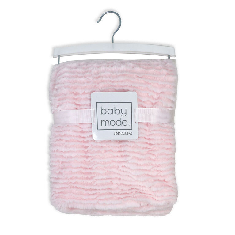 Signature Mode Bébé  Couverture en peluche striée : rose