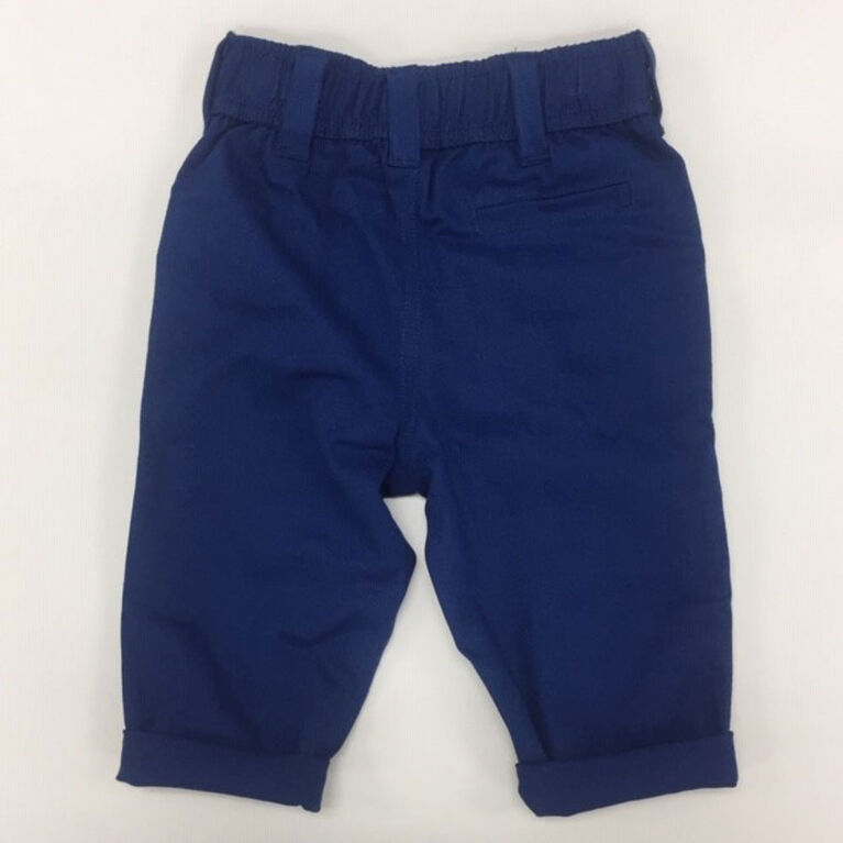 Coyote and Co. Pantalon en sergé à taille élastique - Bleu indigo - de 12 à 18 mois.