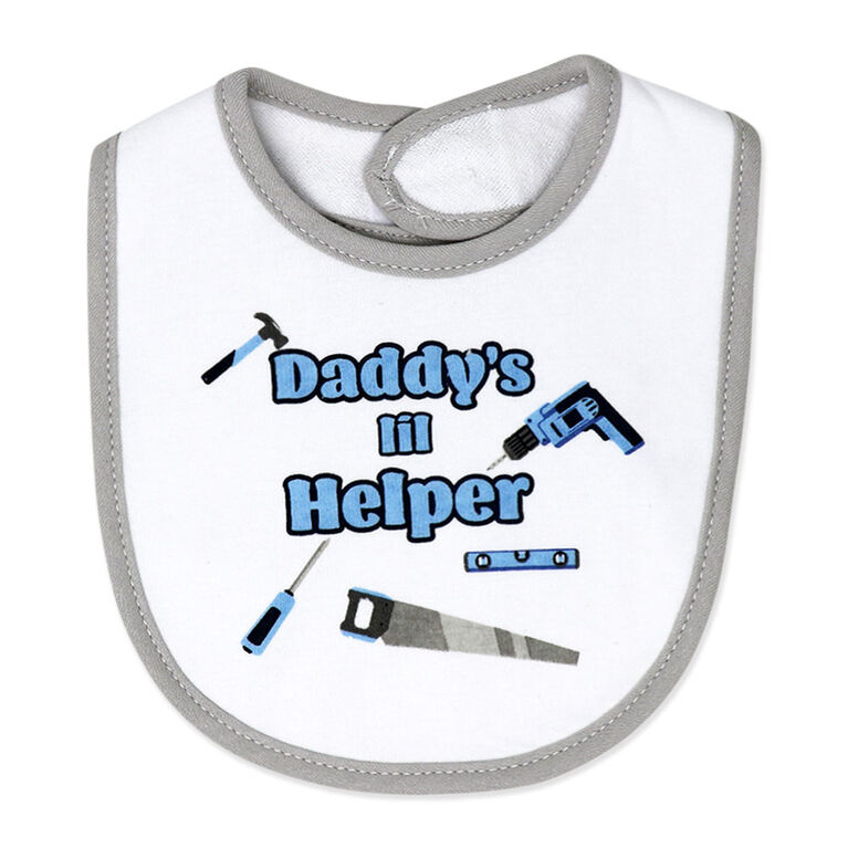 Baby Mode  5 Piece Bib and Sock set : Grey Daddy Helper