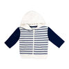 Baby Mode Ensemble de jogging 3 pi&egrave;ces en molleton : rayures bleu marine, 12 mois