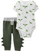Carter's 2-Piece Dinosaur Bodysuit Pant Set - Green, 12 Months