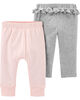 Carter's 2-Pack Cotton Pants - Pink/Grey, 3 Months
