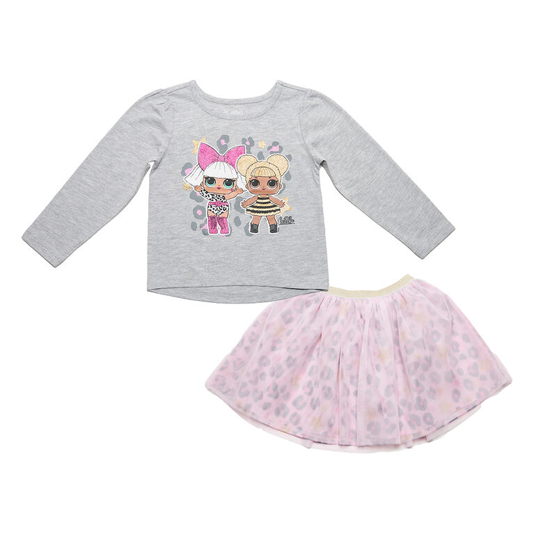 L.O.L SURPRISE! - 2 Piece Combo Set - Grey Heather and Pink- Size 2T - Toys R Us Exclusive