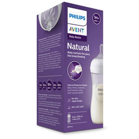 Philips Avent Natural Baby Bottle with Natural Response Nipple, Clear, 9oz, 1 pack, SCY903/01