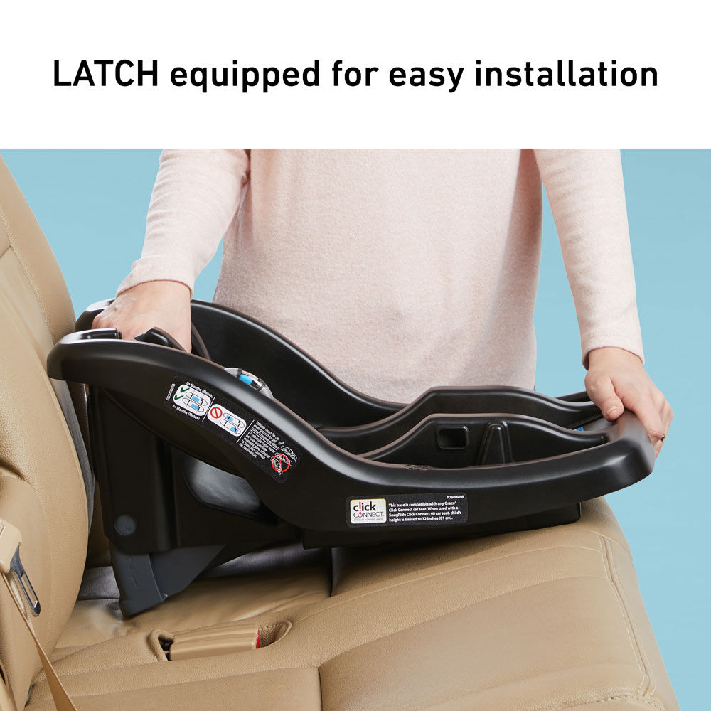 Quick connect car seat base outlet