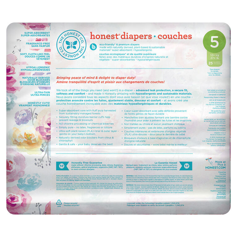 Honest Diapers Size 5 Rose Blossom