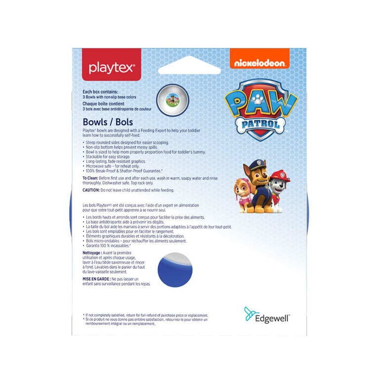 Playtex Paw Patrol Bowls, 3-Pack - Blue