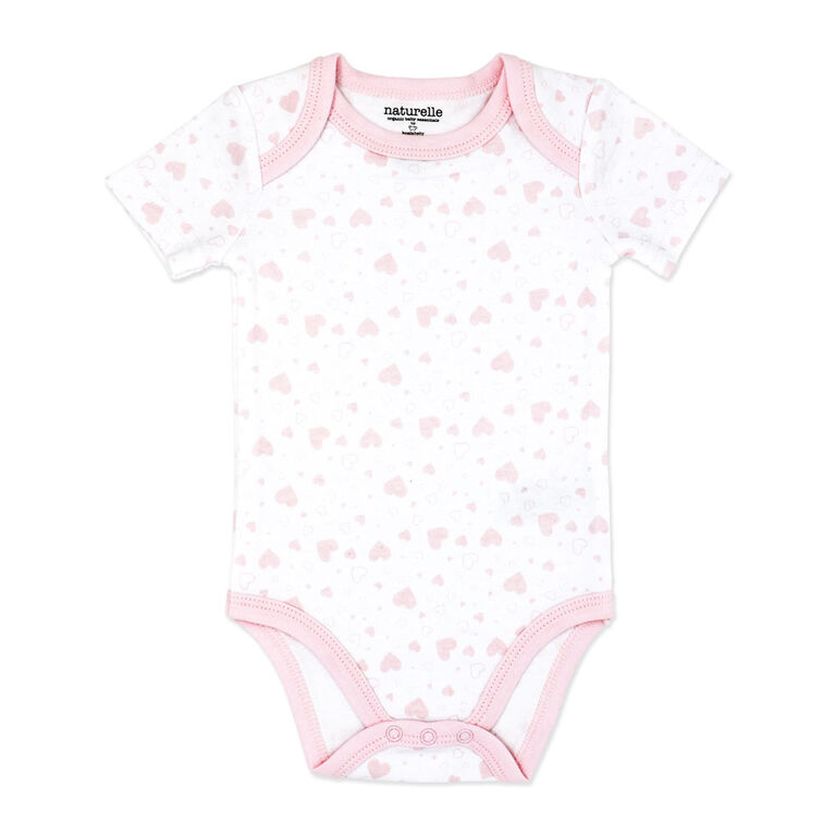 Naturelle 4 Pack Short Sleeve Bodysuit: Pink