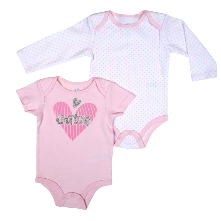 Rococo 2 PK Bodysuit - Pink, 9  Months