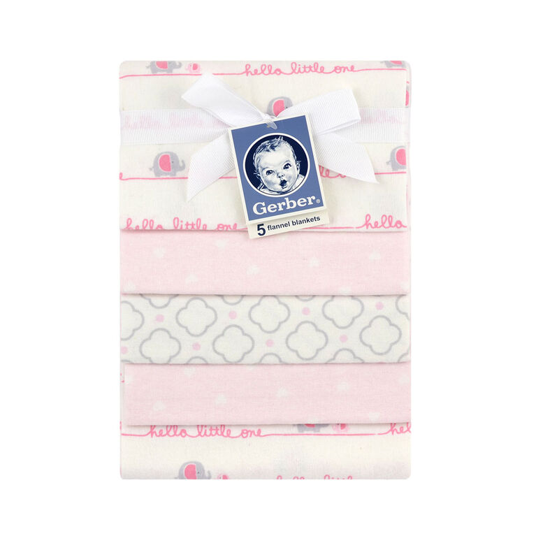 Gerber 5Pack Pink Flannel Receiving Blankets Babies R Us Canada