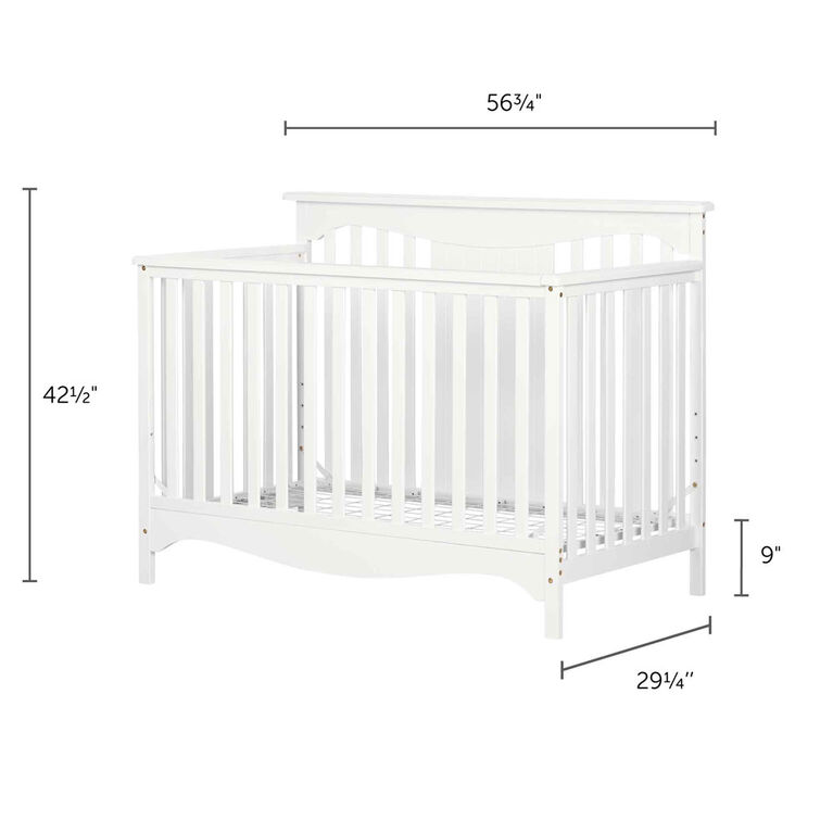 Savannah Baby Crib 4 Heights with Toddler Rail Pure White