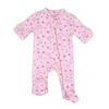 Freshly Made by Tendertyme Pink Heart Organic Cotton Heather Sleeper with Cap- Preemie