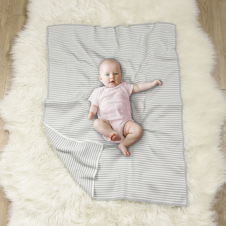 Baby's First by Nemcor Cotton Knit Baby Blanket, Stripe