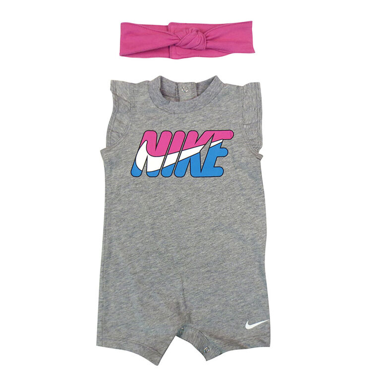 Nike Romper with Headband - Grey, 6 Months