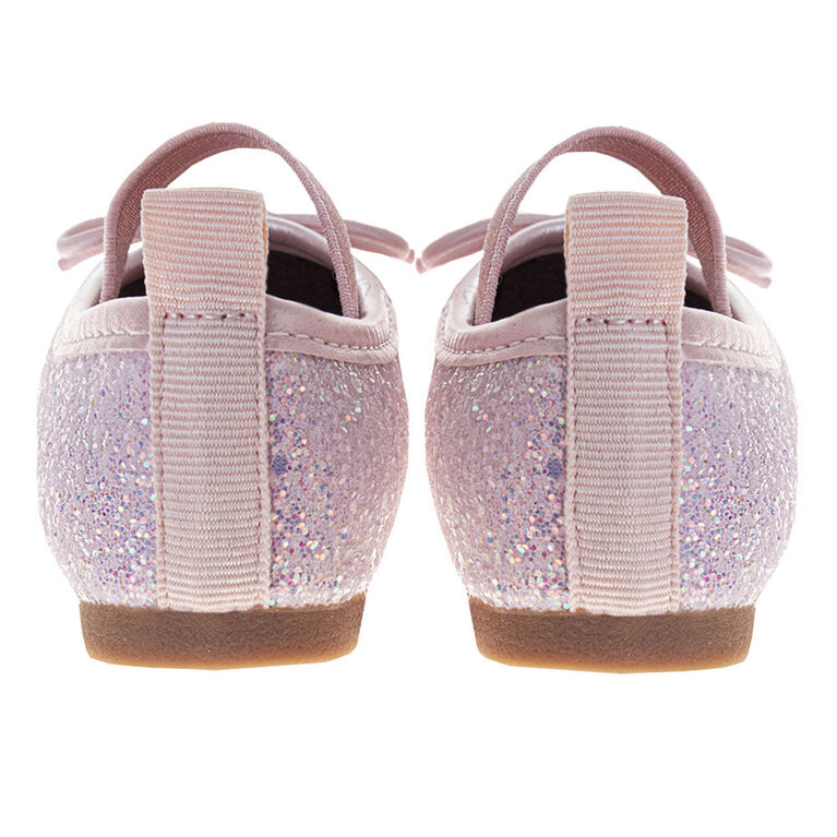 Ballerines plates à paillettes roses pour petites filles, taille