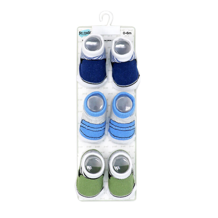 Tellement mignon en mode bébé Lot de 3 paires de chaussettes  : chaussures à enfiler