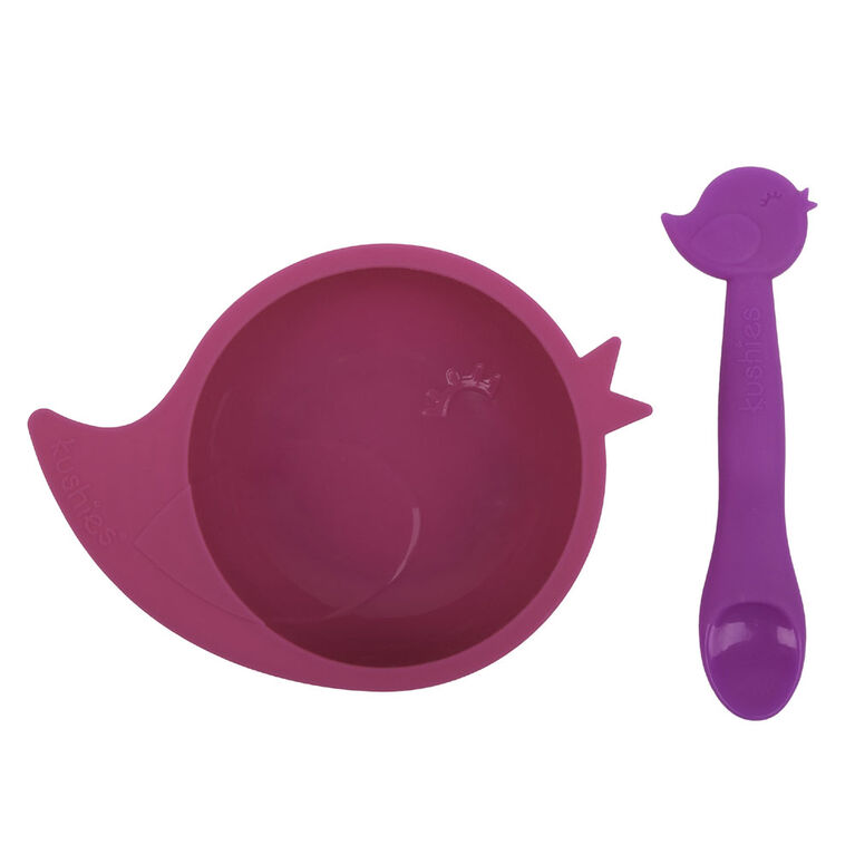 SiliBowl Silicone Bowl & Spoon Set - Fuchsia and Violet