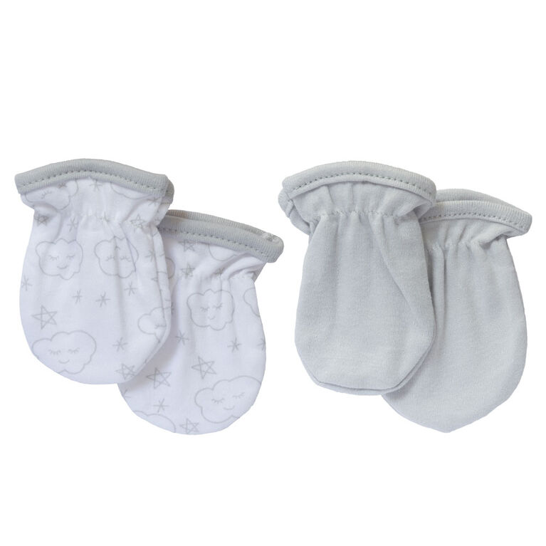 Koala Baby 2 Pack Baby Mittens -  Grey Clouds, size 3-6 months