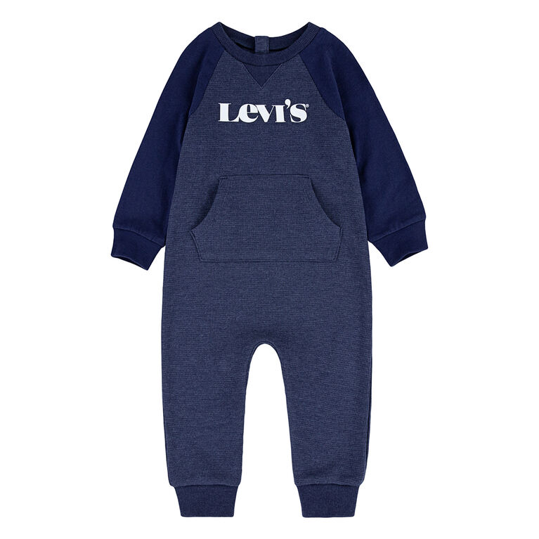 Levis Colorbocked Thermal Coverall - Peacoat Heather - Size Newborn