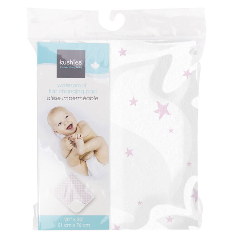 Kushies Portable Changing Pad Liner Flannel Pink Scribble Stars